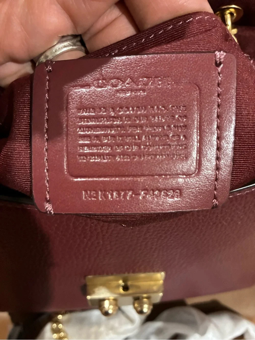Coach Burgundy Leather Top-Handle Satchel in Croc,Pebble,Exotics Leather